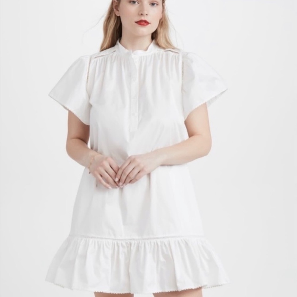 Rebecca Minkoff Natalia Flounce Dress. Color: White.